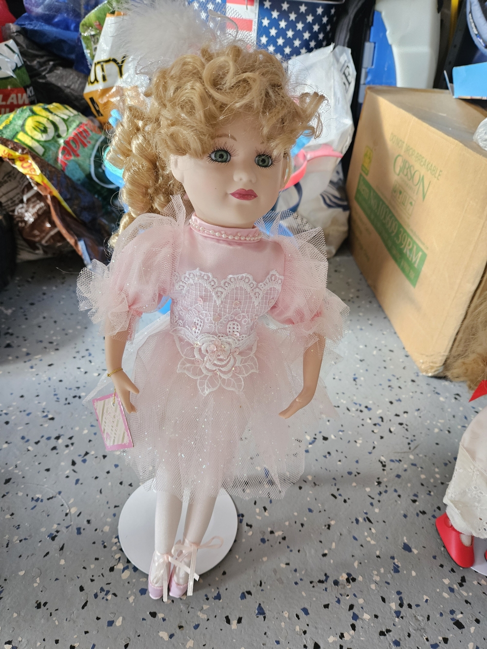 Vintage-Style Pink Porcelain Ballerina Doll